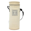 CHANEL Sports Bottle Holder Bag Nylon White Silver CC Auth bs28661-2