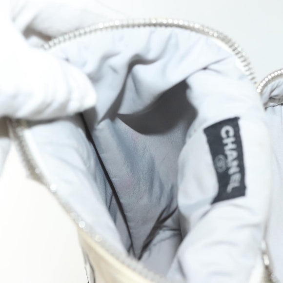 CHANEL Sports Bottle Holder Bag Nylon White Silver CC Auth bs28661
