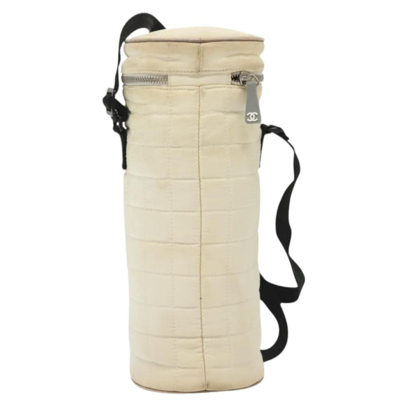 CHANEL Sports Bottle Holder Bag Nylon White Silver CC Auth bs28661