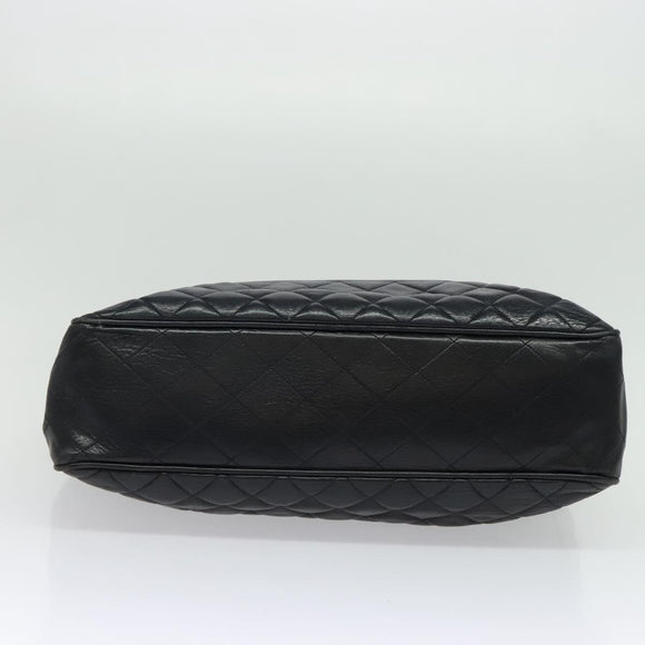 CHANEL Chain Tote Bag Lamb Skin Navy Gold CC Auth bs28662