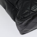 CHANEL Chain Tote Bag Lamb Skin Navy Gold CC Auth bs28662-13