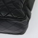 CHANEL Chain Tote Bag Lamb Skin Navy Gold CC Auth bs28662-14