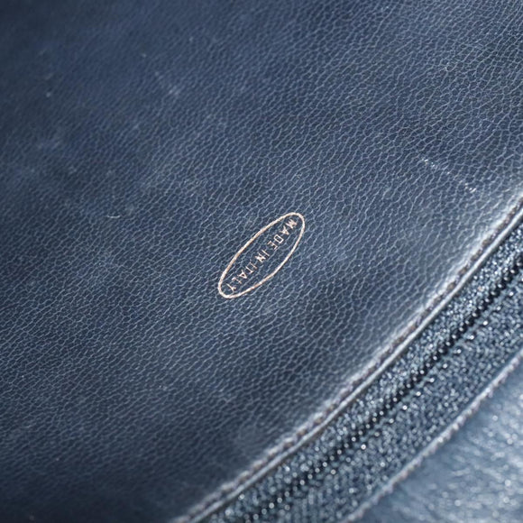 CHANEL Chain Tote Bag Lamb Skin Navy Gold CC Auth bs28662