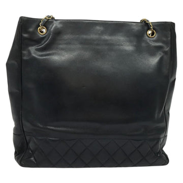 CHANEL Chain Tote Bag Lamb Skin Navy Gold CC Auth bs28662 - 0