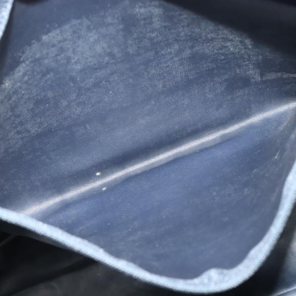 CHANEL Chain Tote Bag Lamb Skin Navy Gold CC Auth bs28662