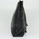 CHANEL Chain Tote Bag Lamb Skin Navy Gold CC Auth bs28662-4