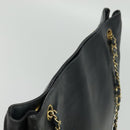 CHANEL Chain Tote Bag Lamb Skin Navy Gold CC Auth bs28662-6