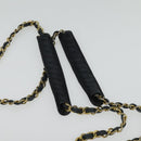 CHANEL Chain Tote Bag Lamb Skin Navy Gold CC Auth bs28662-8