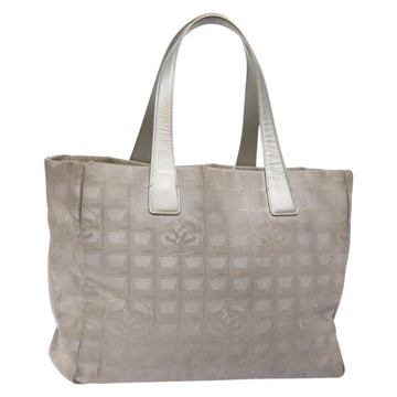 CHANEL New Travel Line Tote Bag Nylon Gray CC Auth bs28663