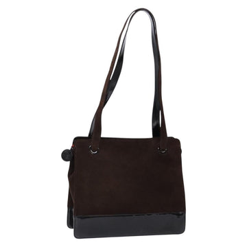 CHANEL Tote Bag Suede Brown CC Auth bs28665