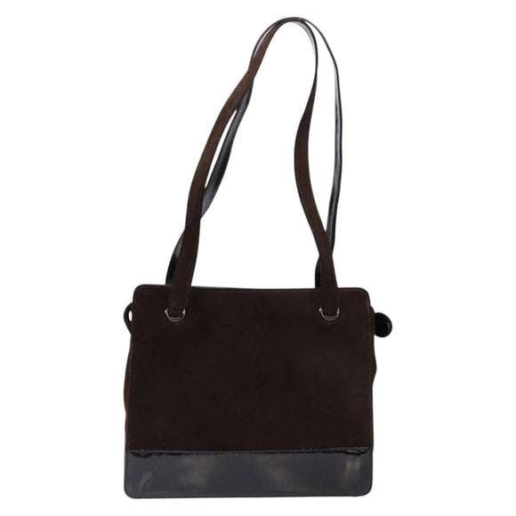 CHANEL Tote Bag Suede Brown CC Auth bs28665