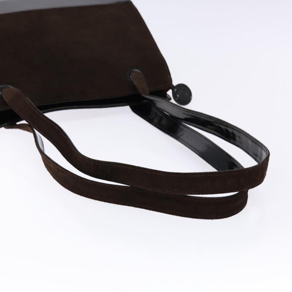 CHANEL Tote Bag Suede Brown CC Auth bs28665