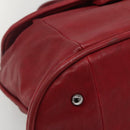 CHANEL Boston Bag Lamb Skin Red CC Auth bs28667-16