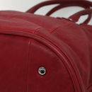 CHANEL Boston Bag Lamb Skin Red CC Auth bs28667-17