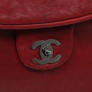 CHANEL Boston Bag Lamb Skin Red CC Auth bs28667-18