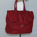CHANEL Boston Bag Lamb Skin Red CC Auth bs28667-24