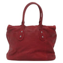 CHANEL Boston Bag Lamb Skin Red CC Auth bs28667-2