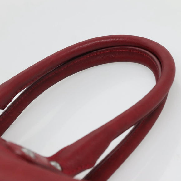 CHANEL Boston Bag Lamb Skin Red CC Auth bs28667