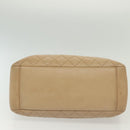 CHANEL Matelasse Chain Tote Bag Caviar Skin Beige Silver CC Auth bs28668-10