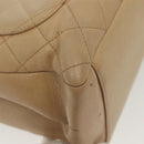 CHANEL Matelasse Chain Tote Bag Caviar Skin Beige Silver CC Auth bs28668-13