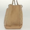 CHANEL Matelasse Chain Tote Bag Caviar Skin Beige Silver CC Auth bs28668-6