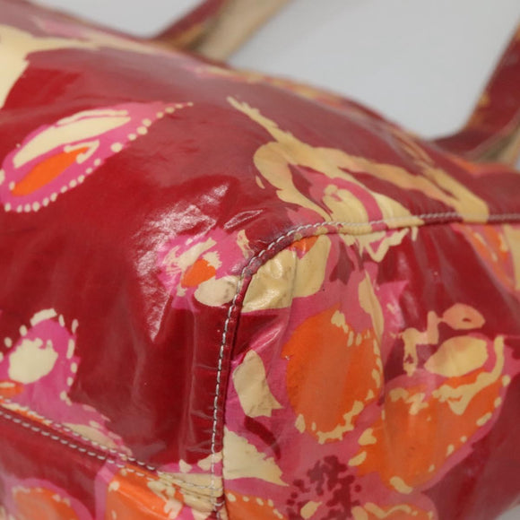 CHANEL High Summer Tote Bag Vinyl Red Silver CC Auth bs28669