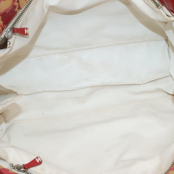 CHANEL High Summer Tote Bag Vinyl Red Silver CC Auth bs28669