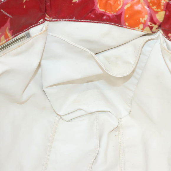 CHANEL High Summer Tote Bag Vinyl Red Silver CC Auth bs28669