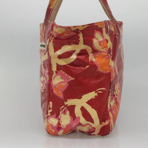 CHANEL High Summer Tote Bag Vinyl Red Silver CC Auth bs28669
