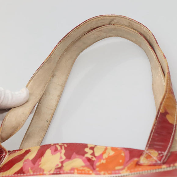 CHANEL High Summer Tote Bag Vinyl Red Silver CC Auth bs28669