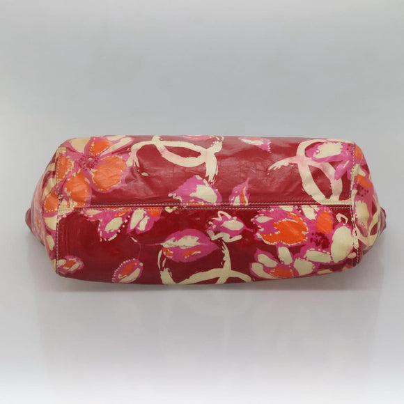 CHANEL High Summer Tote Bag Vinyl Red Silver CC Auth bs28669