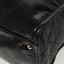 CHANEL Chain Tote Bag Enamel Black Silver CC Auth bs28675-14