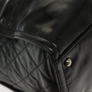 CHANEL Chain Tote Bag Enamel Black Silver CC Auth bs28675-15