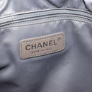 CHANEL Chain Tote Bag Enamel Black Silver CC Auth bs28675-17