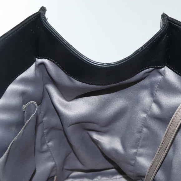 CHANEL Chain Tote Bag Enamel Black Silver CC Auth bs28675