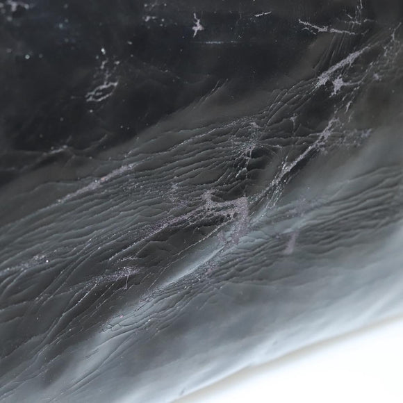 CHANEL Chain Tote Bag Enamel Black Silver CC Auth bs28675