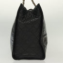 CHANEL Chain Tote Bag Enamel Black Silver CC Auth bs28675-4