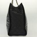 CHANEL Chain Tote Bag Enamel Black Silver CC Auth bs28675-5