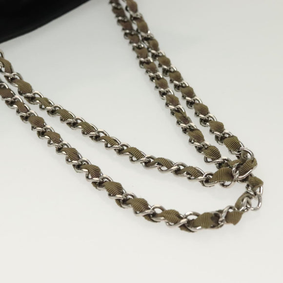 CHANEL Chain Tote Bag Enamel Black Silver CC Auth bs28675