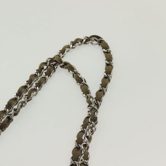 CHANEL Chain Tote Bag Enamel Black Silver CC Auth bs28675