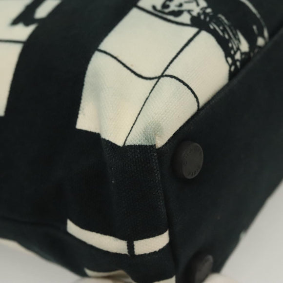 CHANEL windows Tote Bag Canvas Black White gold CC Auth bs28677