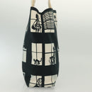 CHANEL windows Tote Bag Canvas Black White gold CC Auth bs28677-4