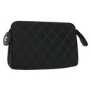 CHANEL Bicolore Pouch Satin Black CC Auth bs28678-1