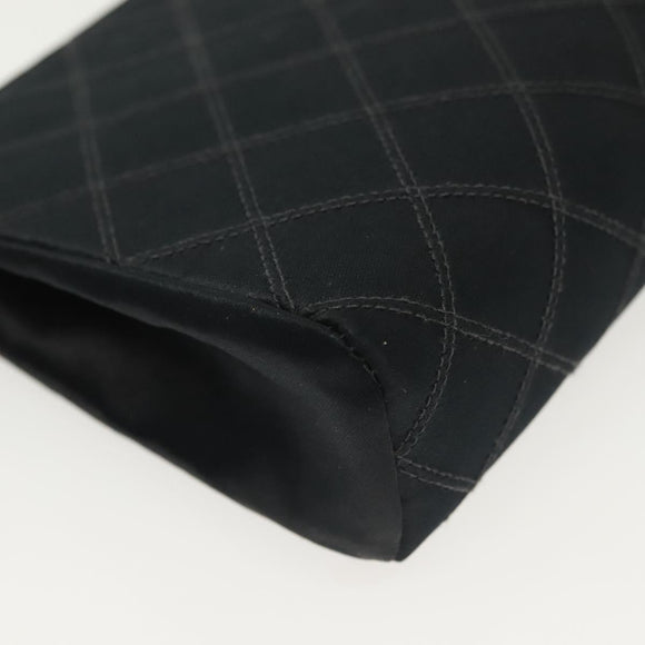 CHANEL Bicolore Pouch Satin Black CC Auth bs28678