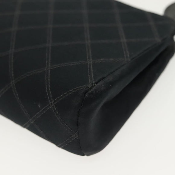 CHANEL Bicolore Pouch Satin Black CC Auth bs28678