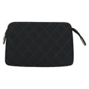 CHANEL Bicolore Pouch Satin Black CC Auth bs28678-13