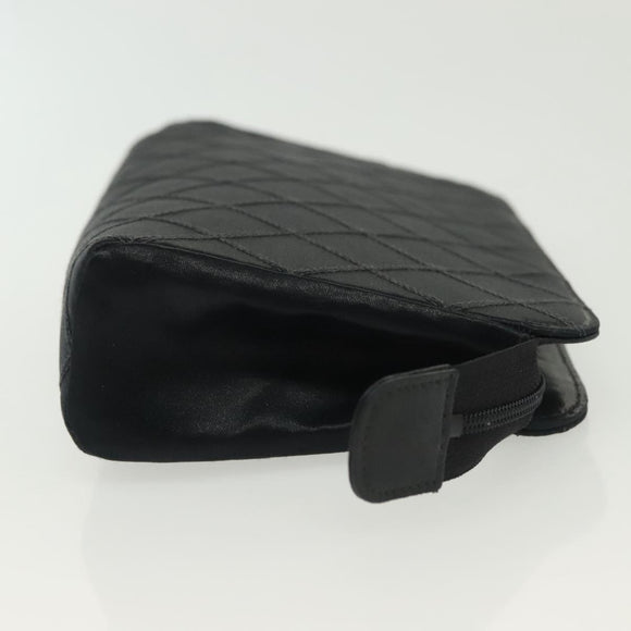 CHANEL Bicolore Pouch Satin Black CC Auth bs28678