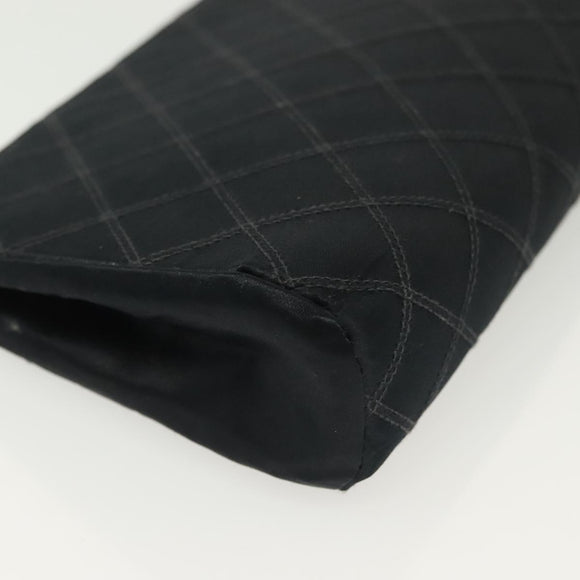 CHANEL Bicolore Pouch Satin Black CC Auth bs28678