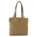 PRADA Tote Bag Nylon Beige Silver Auth bs28686-1