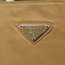 PRADA Tote Bag Nylon Beige Silver Auth bs28686-17